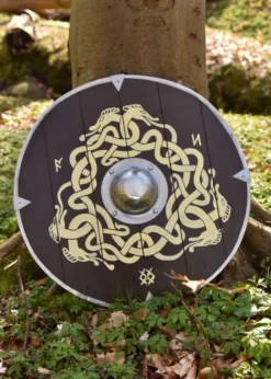 Angelsächsischer Schild mit Schlangenmotiv und Runen, 61 cm