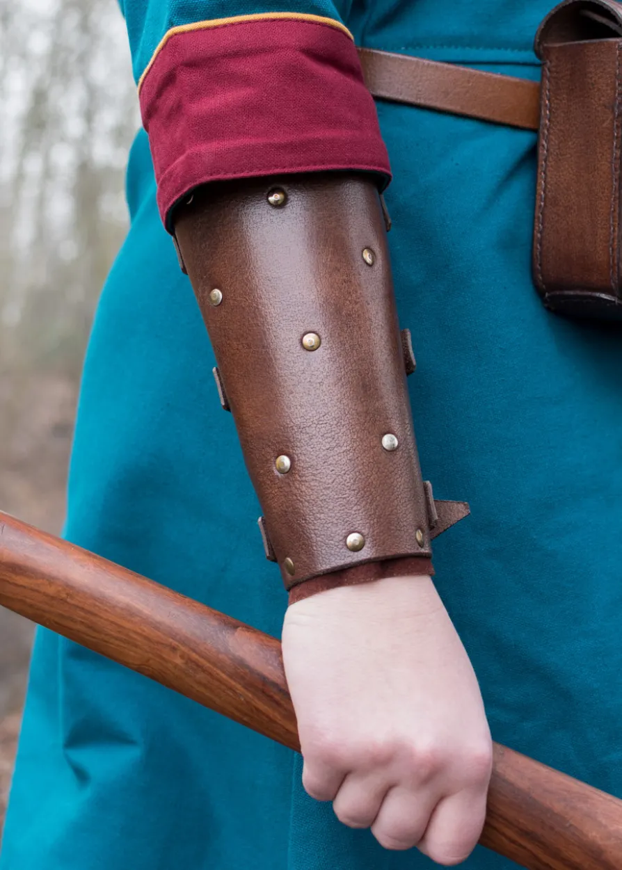 Armschützer aus Leder mit Nieten und Wildleder, Paar, versch. Farben