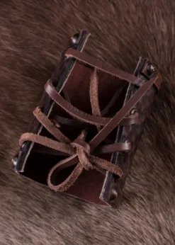 Armschützer aus Leder mit Nordischen Raben Hugin und Munin
