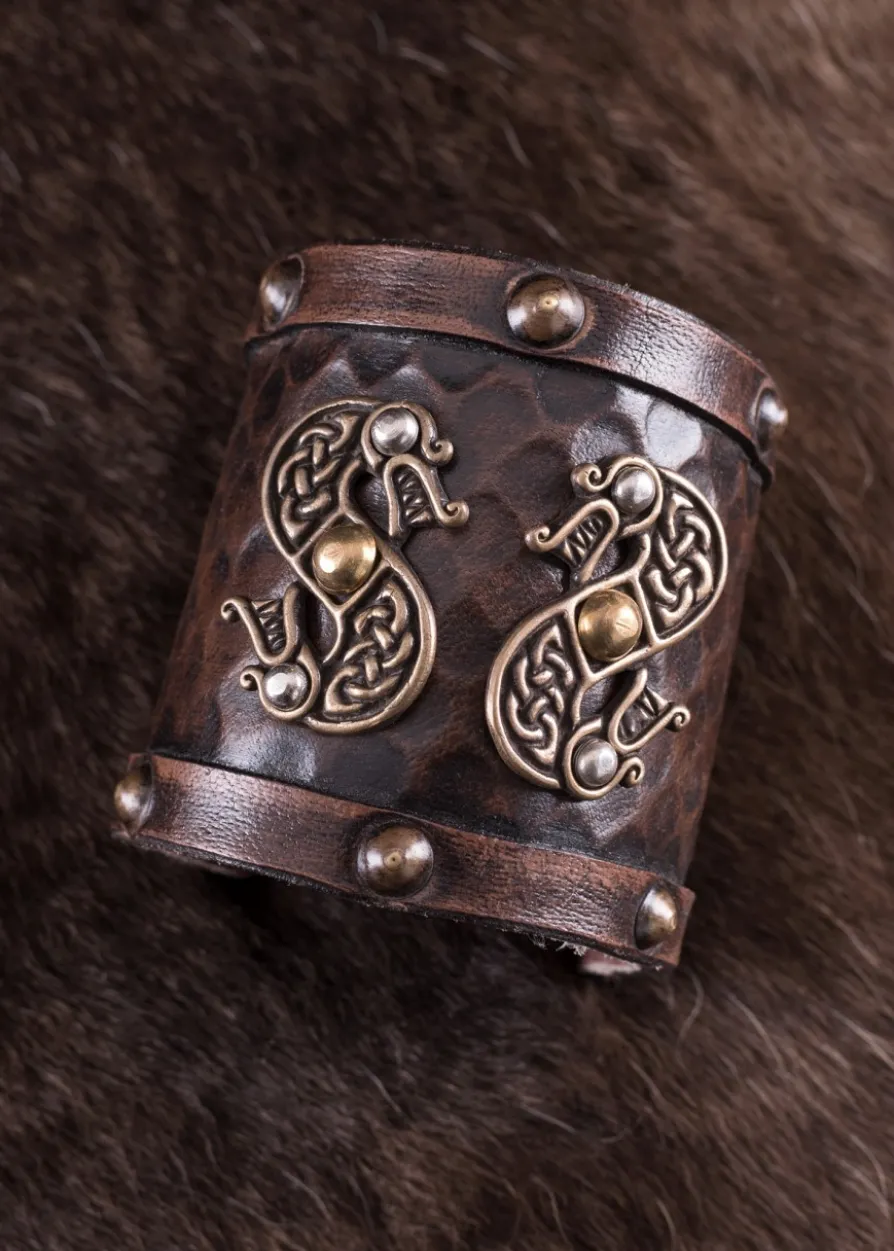 Armschützer aus Leder mit Zweiköpfigen Drachen