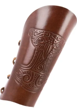 Armstulpe mit geprägtem Thorshammer, braun-antik