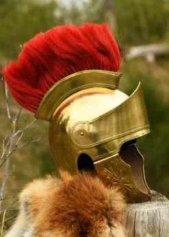 Attischer Helm mit Haarbusch, Messing