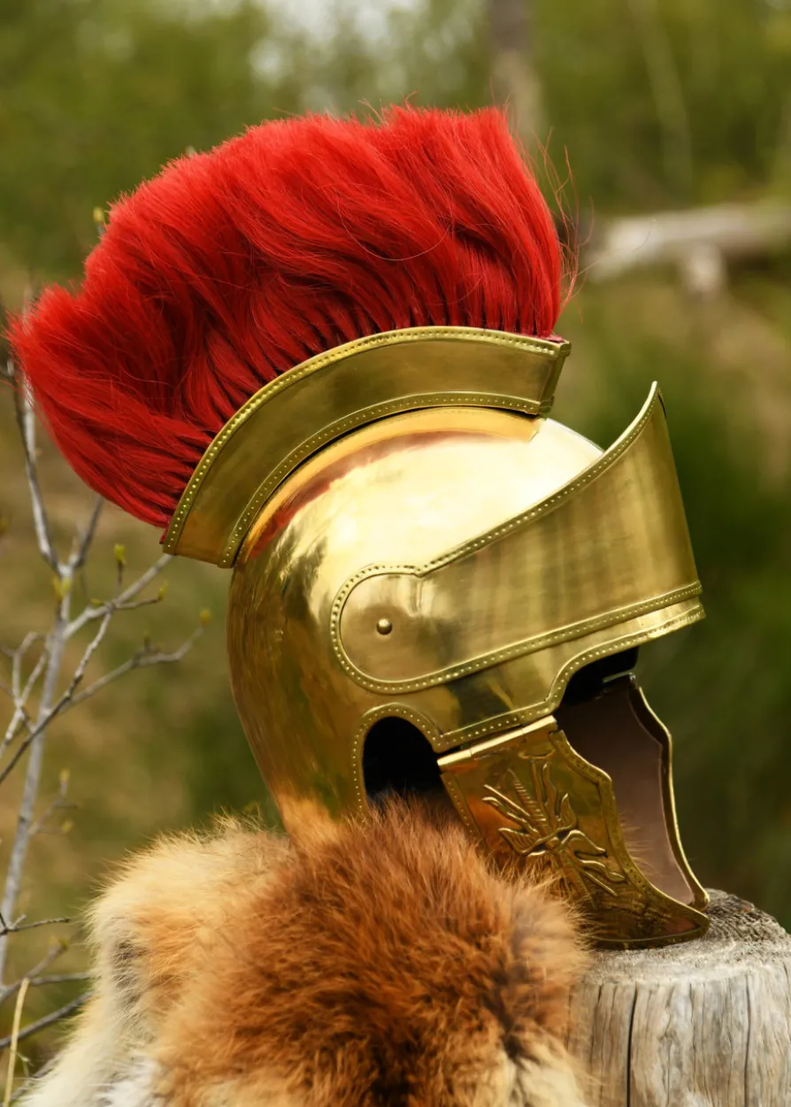 Attischer Helm mit Haarbusch, Messing