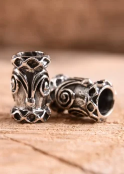 Bartperle und Lockenperle mit Spirale und Rauten aus Silber