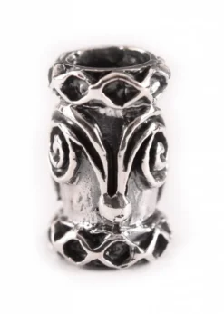 Bartperle und Lockenperle mit Spirale und Rauten aus Silber