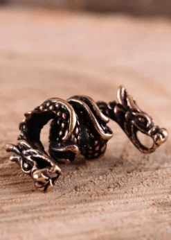 Bartperle und Lockenperle Zweiköpfiger Drache aus Bronze