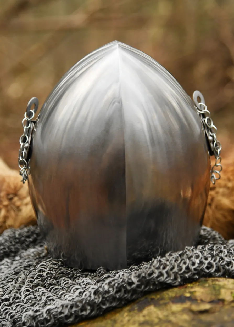 Beckenhaube, Hundsgugel, ca. 1390, 1,6 mm Stahl