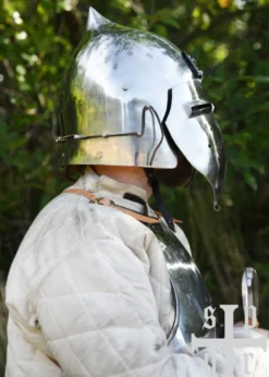 Beckenhaube mit Klappvisier und Zwiebel-Top, Mittelalter-Helm, 2 mm Stahl