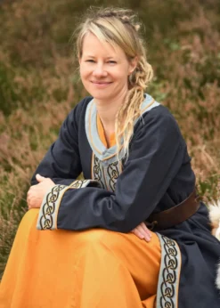 Bestickter Wikinger Mantel Ella, dunkelblau