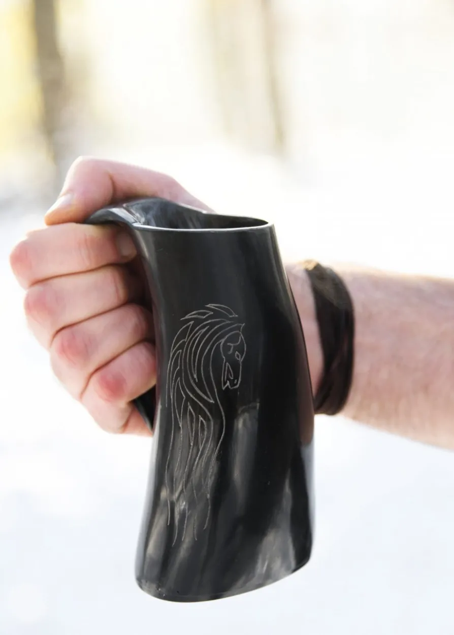 Bierkrug aus Horn - Horse Lords