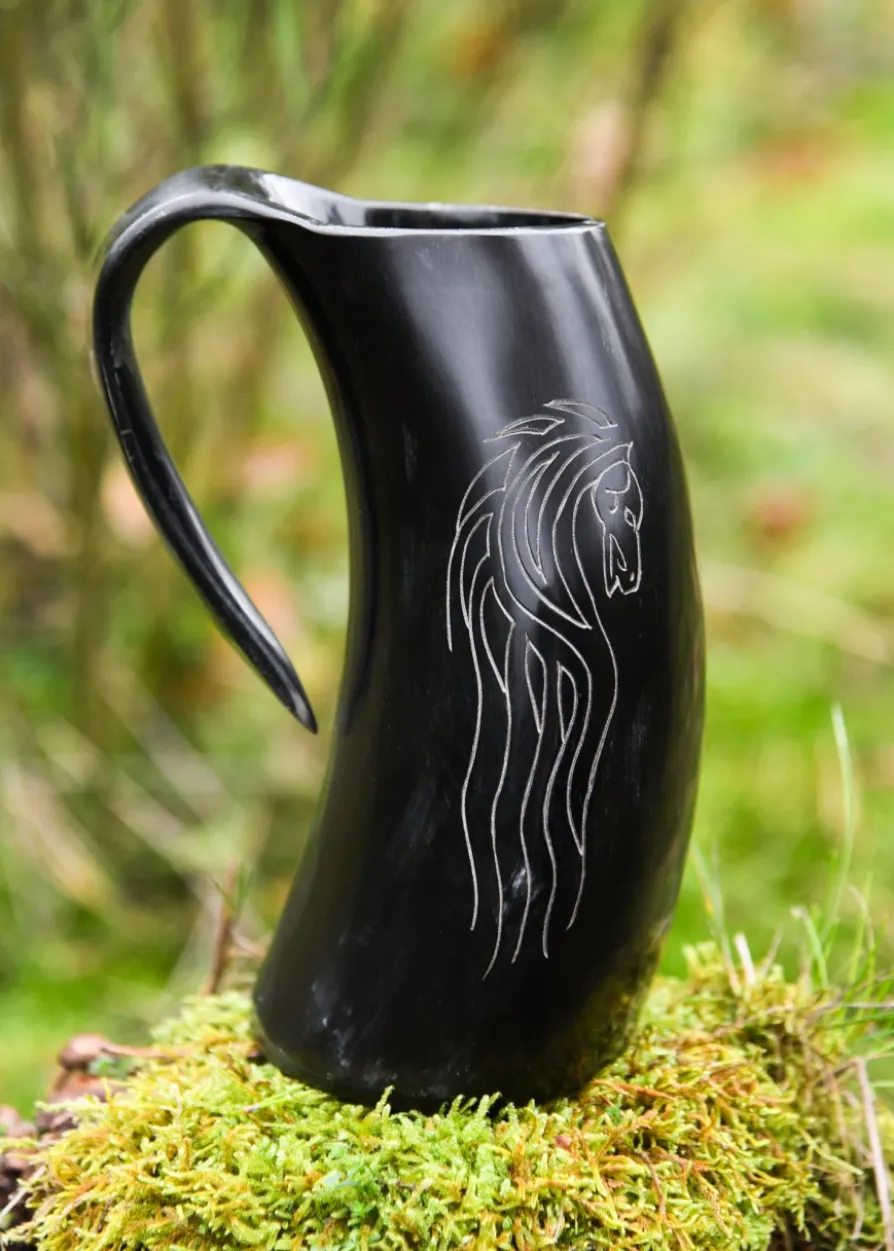 Bierkrug aus Horn - Horse Lords