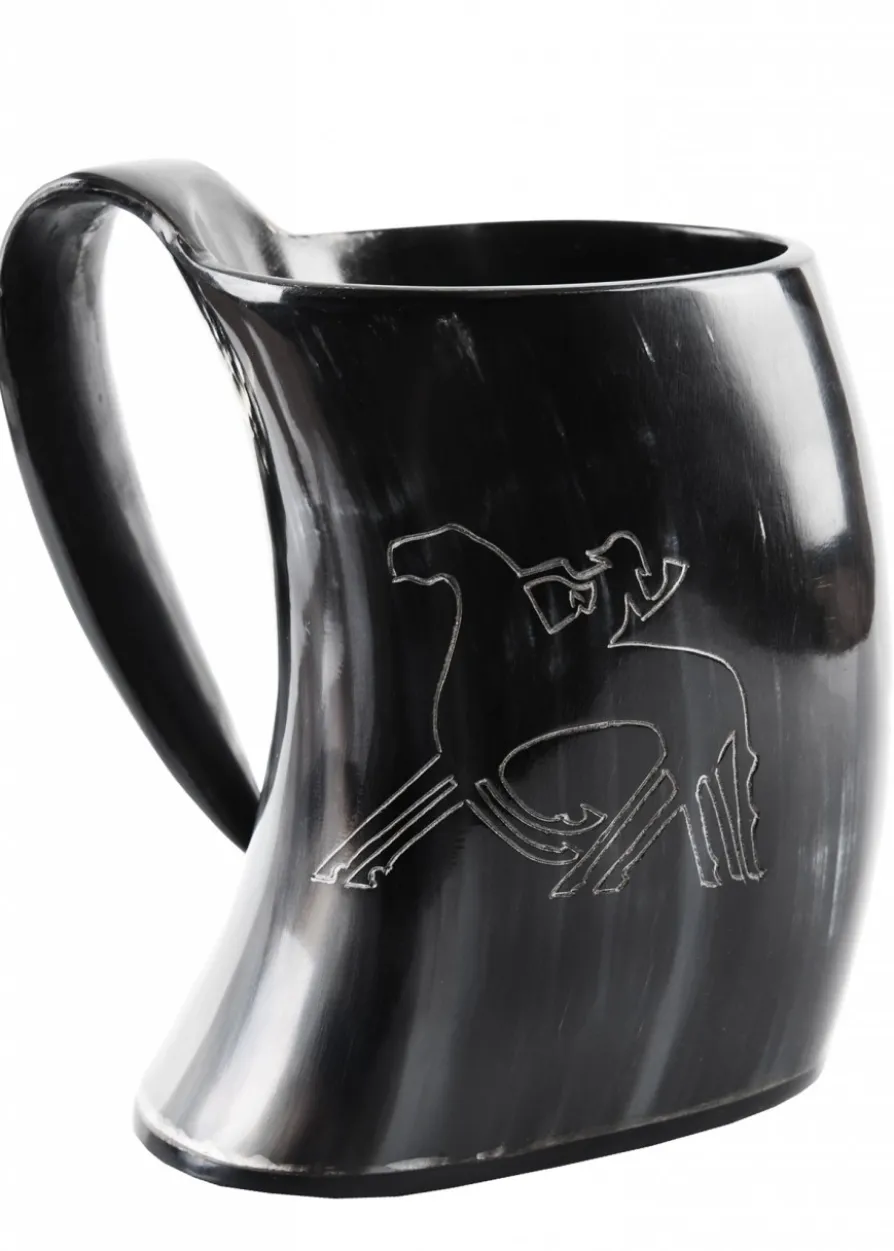 Bierkrug aus Horn - Odin reitet Sleipnir