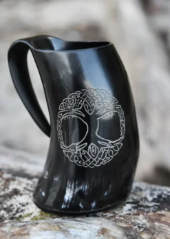 Bierkrug aus Horn - Yggdrasil