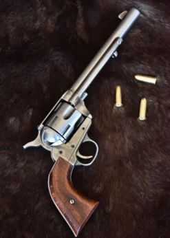 Colt-Revolver .45, US-Kavallerie 1873, Poliertes Nickel-Finish & Holz, Replik