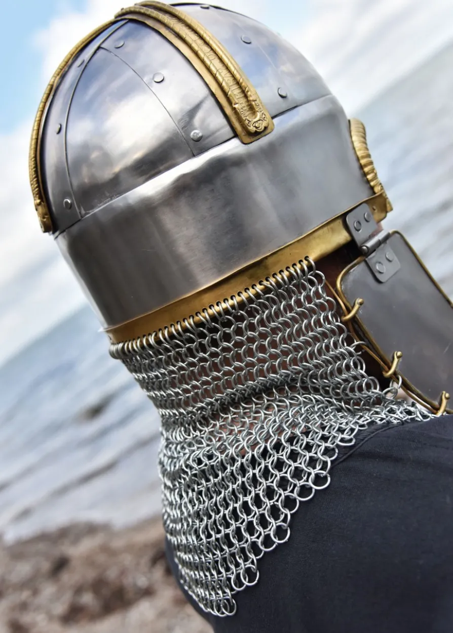 Coppergate Helm, mit unvernieteter Kettenbrünne, 1,6 mm Stahl