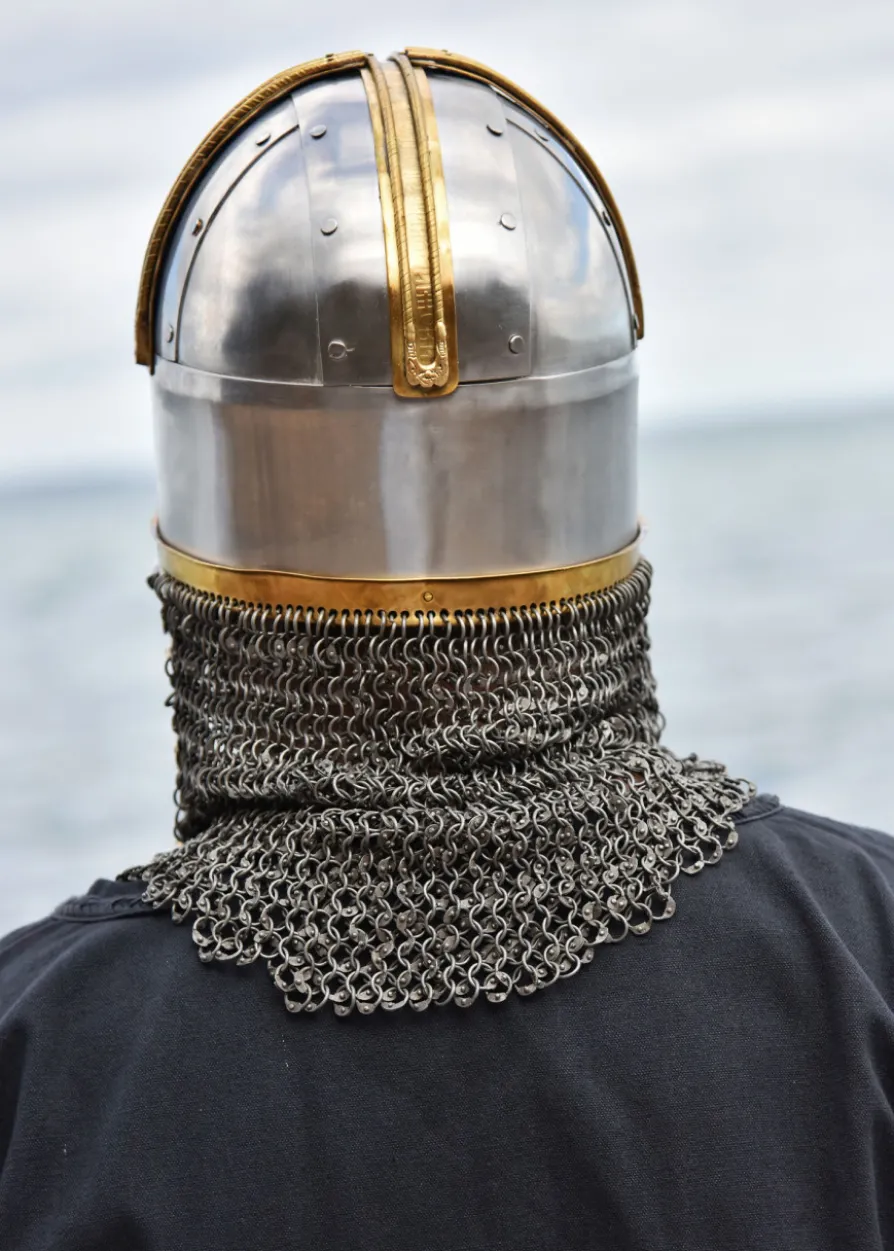 Coppergate Helm, mit vernieteter Kettenbrünne, 1,6 mm Stahl