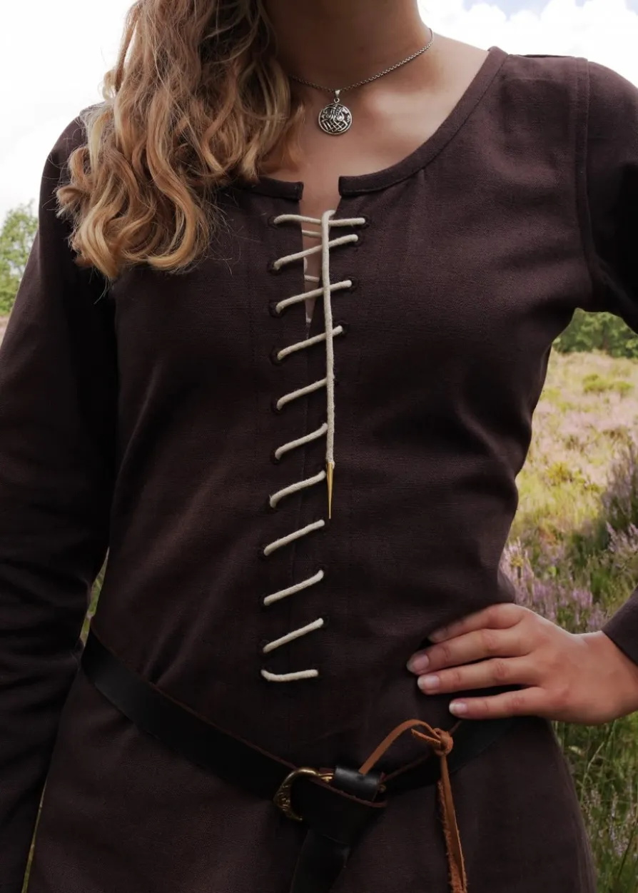 Cotehardie Ava, Mittelalterkleid, braun