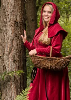 Cotehardie Isabell aus Samt, Mittelalterkleid, rot