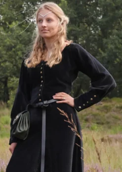 Cotehardie Isabell aus Samt, Mittelalterkleid, schwarz