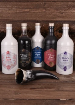 Dansk Mjød - Probierpaket 1 - 5 x 0,75l Met plus Trinkhorn 0,2l