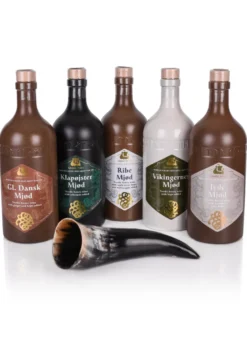 Dansk Mjød - Probierpaket 2 - 5 x 0,75l Met plus Trinkhorn 0,2l