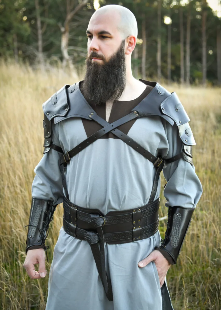 Doppelter Ledergürtel Balor, schwarz