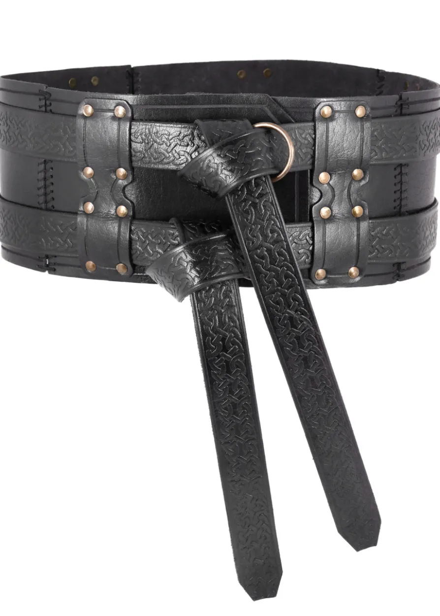 Doppelter Ledergürtel Balor, schwarz