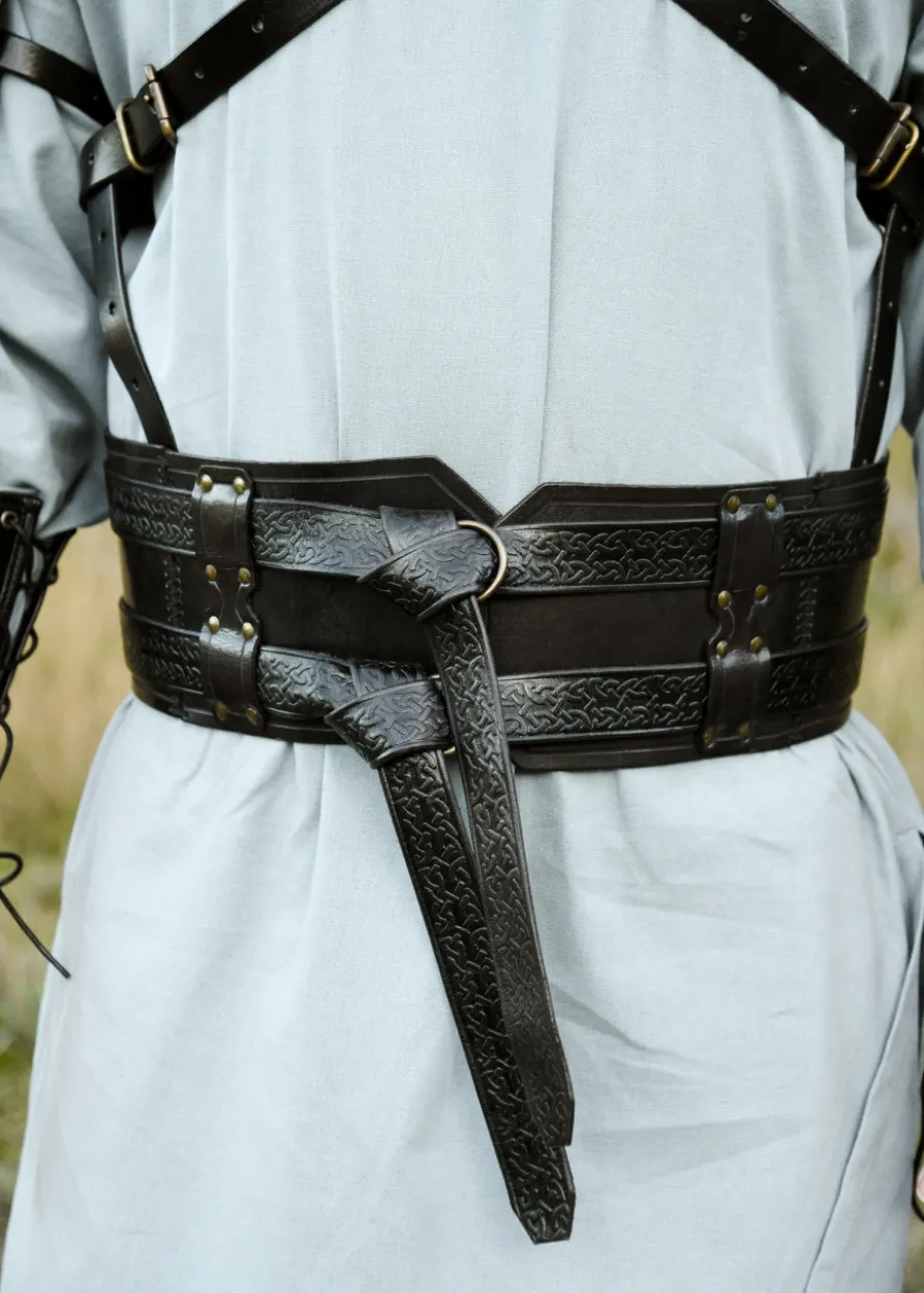 Doppelter Ledergürtel Balor, schwarz