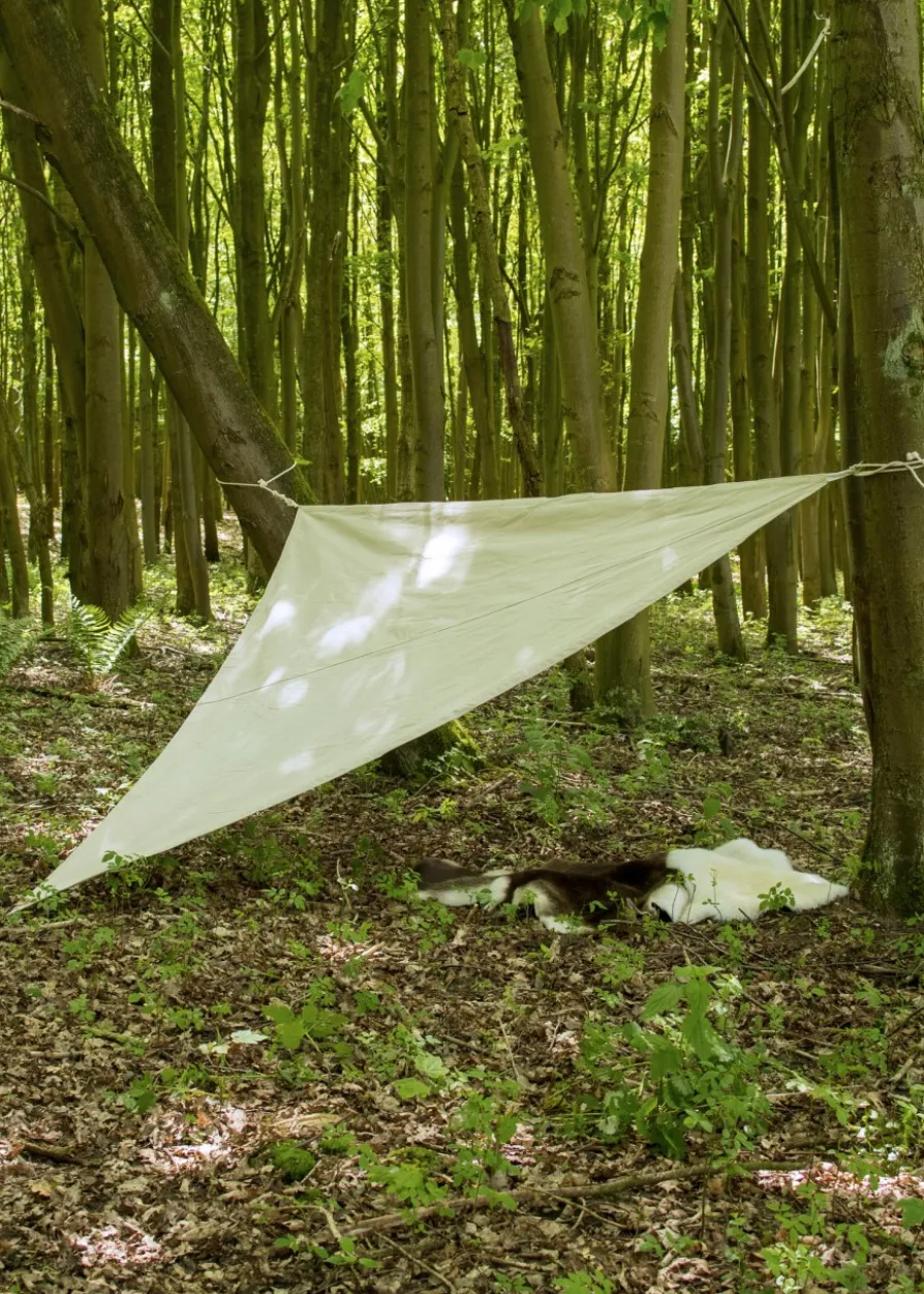 Dreieck-Lagerplane / Sonnensegel mit Schlaufen, 250g/m², naturfarben