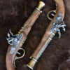 Duell-Pistolen, Espingolen, 2er Set, 18. Jahrhundert, Messing, Replik