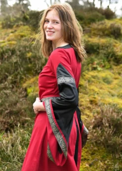 Edles Mittelalter Kleid, Bliaut Josephine, rot/schwarz