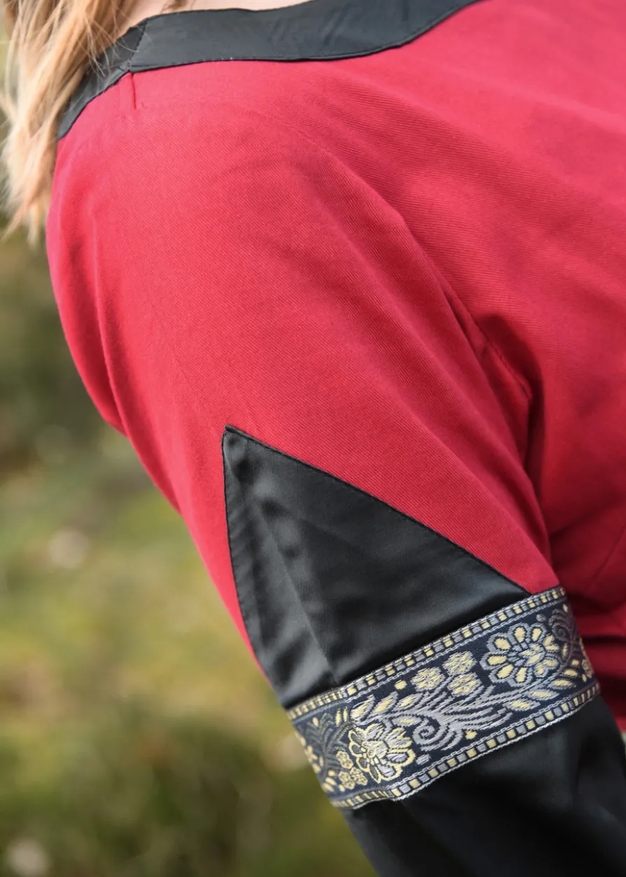 Edles Mittelalter Kleid, Bliaut Josephine, rot/schwarz