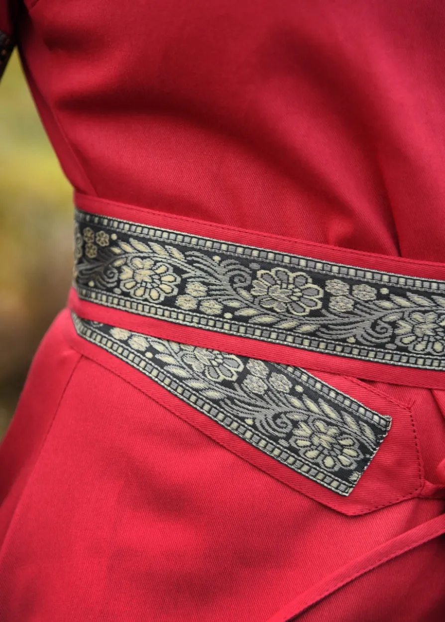 Edles Mittelalter Kleid, Bliaut Josephine, rot/schwarz
