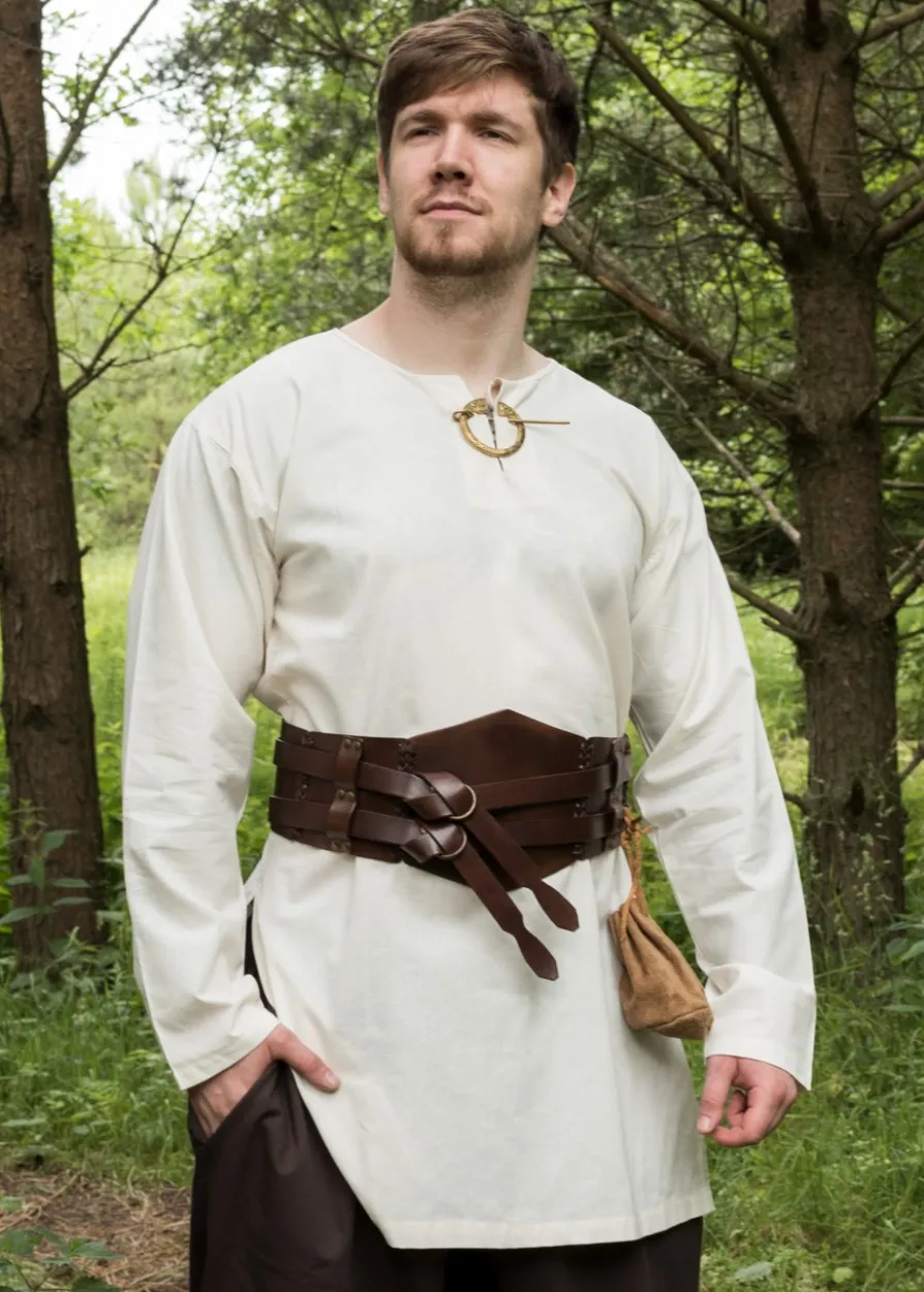 Einfache Mittelalter-Tunika Gunther, langarm, natur