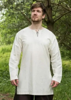 Einfache Mittelalter-Tunika Gunther, langarm, natur