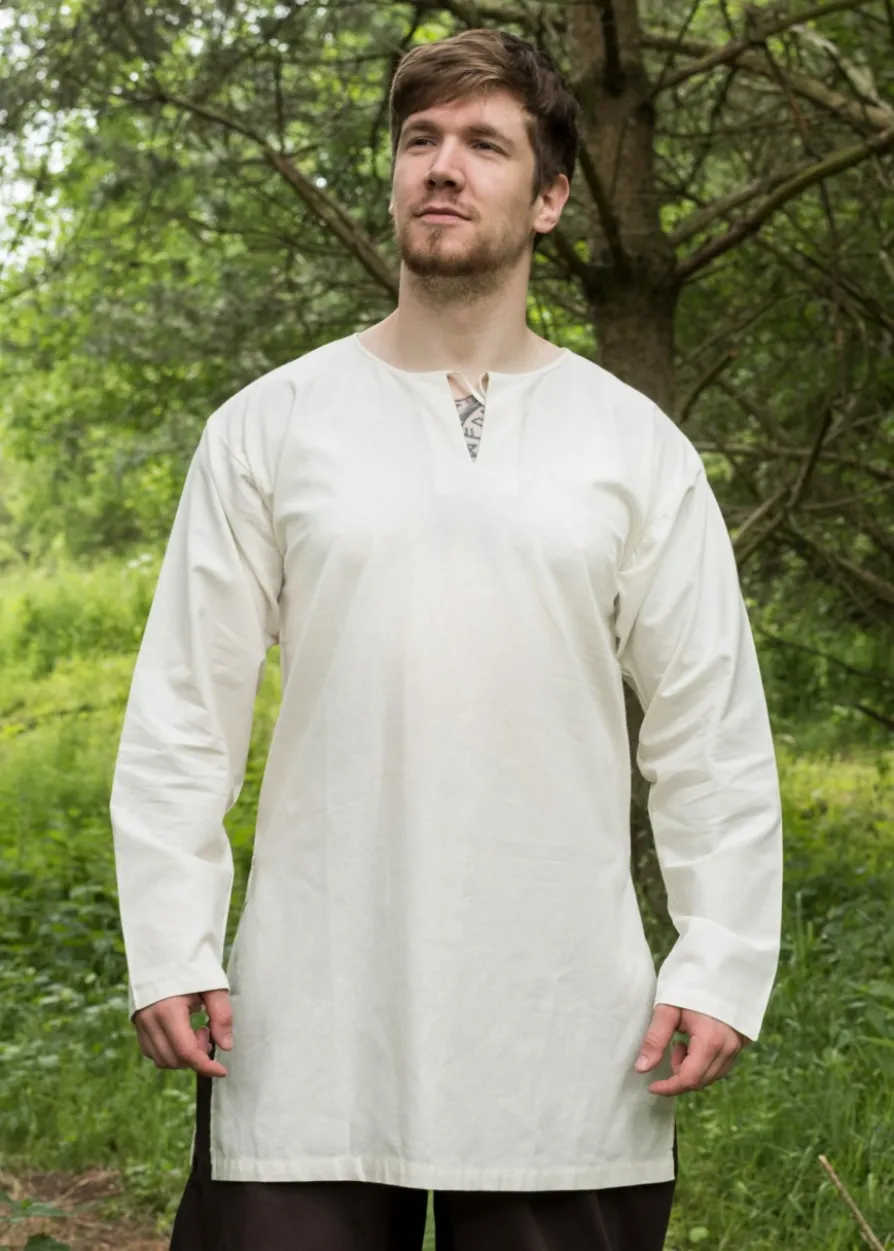 Einfache Mittelalter-Tunika Gunther, langarm, natur