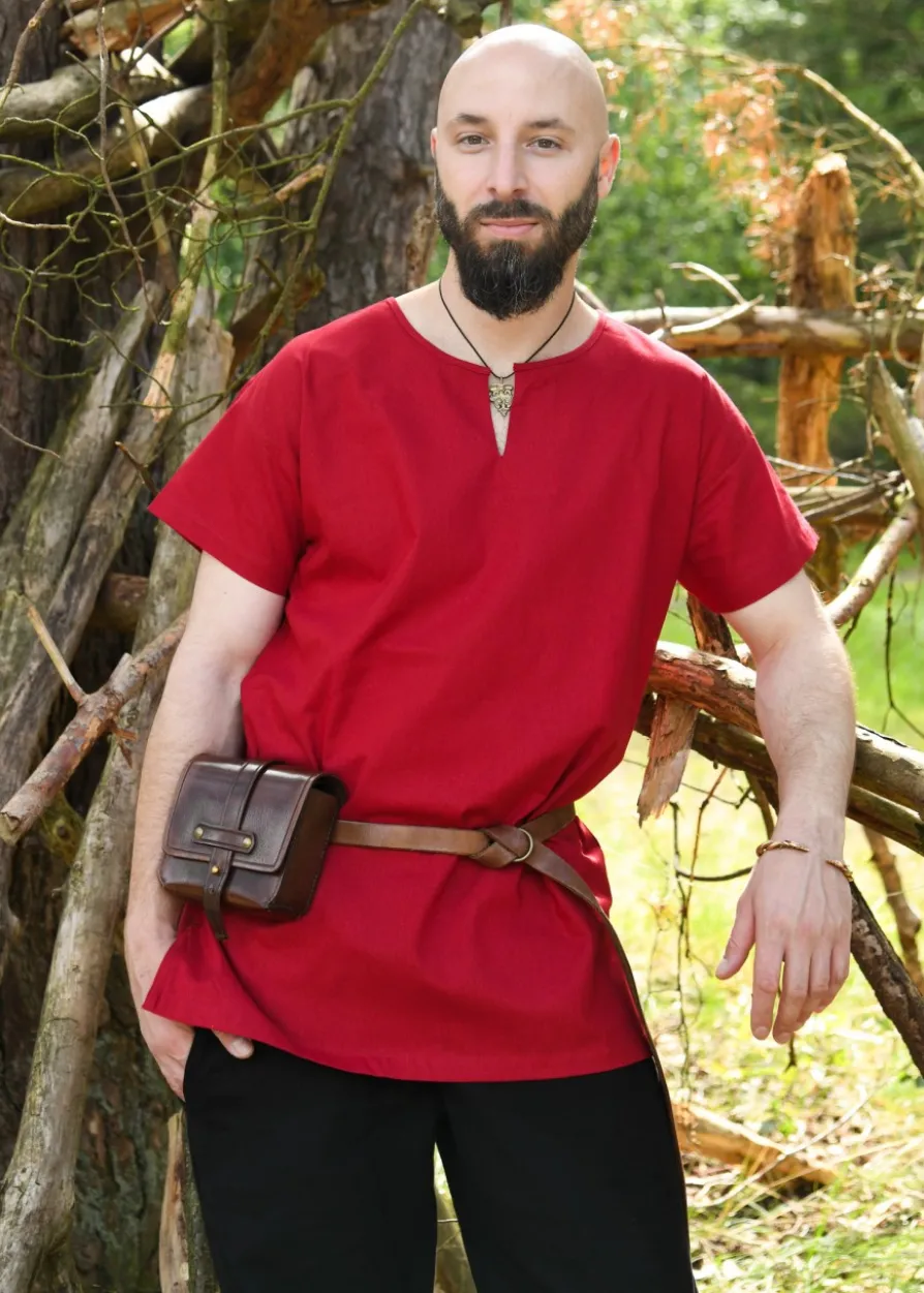 Einfache Mittelalter-Tunika Sigmund, kurzarm, rot