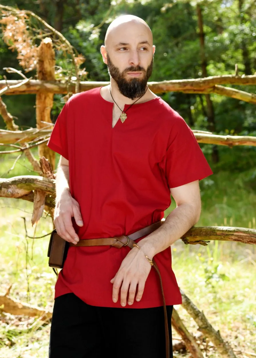 Einfache Mittelalter-Tunika Sigmund, kurzarm, rot