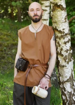 Einfache Mittelalter Tunika Clement, ärmellos, beigebraun
