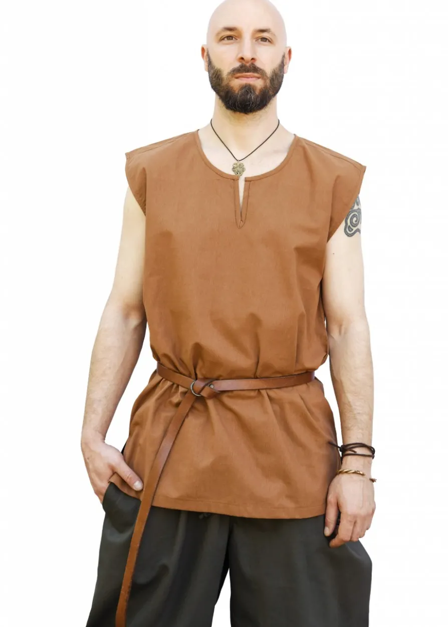 Einfache Mittelalter Tunika Clement, ärmellos, beigebraun