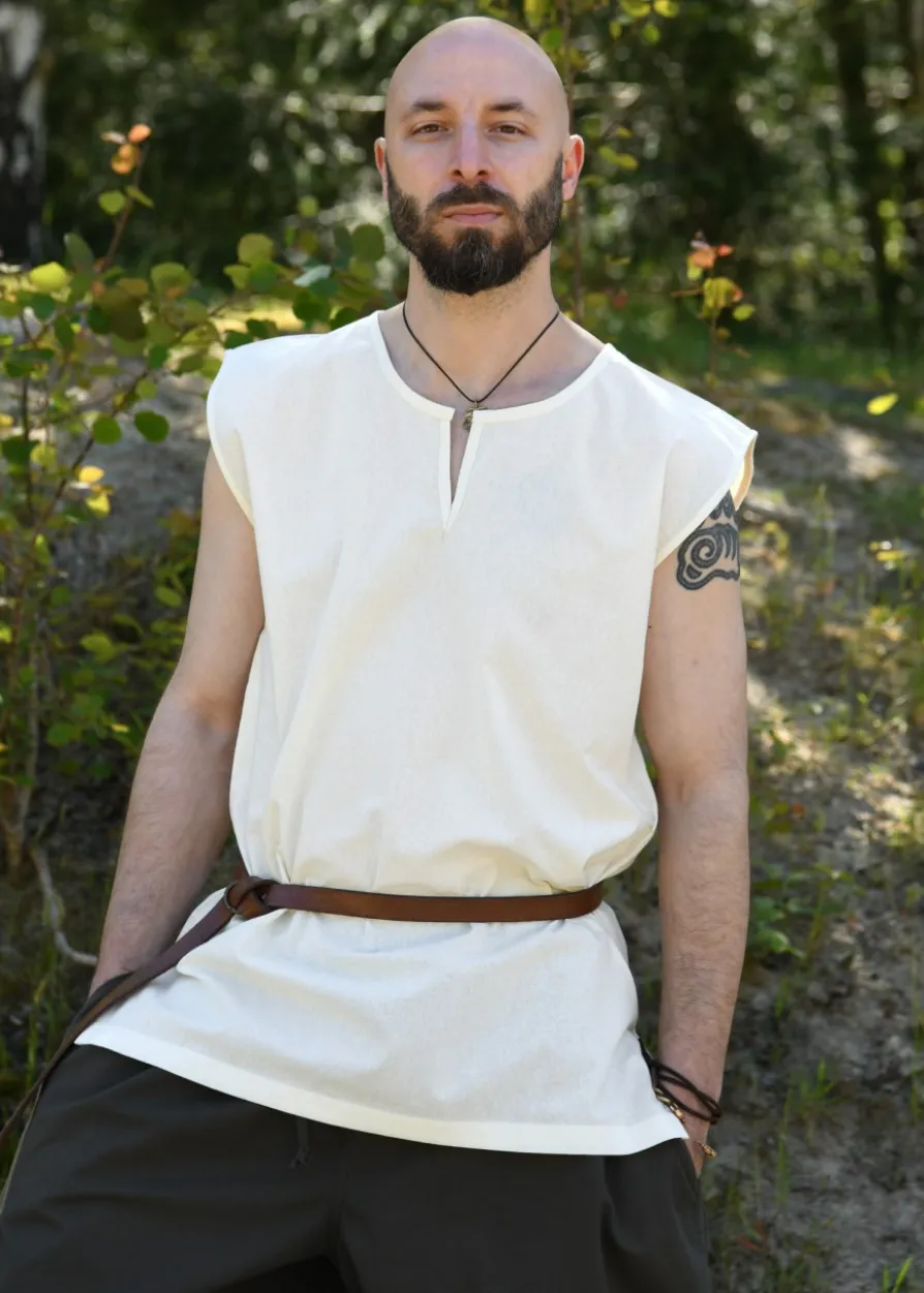 Einfache Mittelalter Tunika Clement, ärmellos, natur