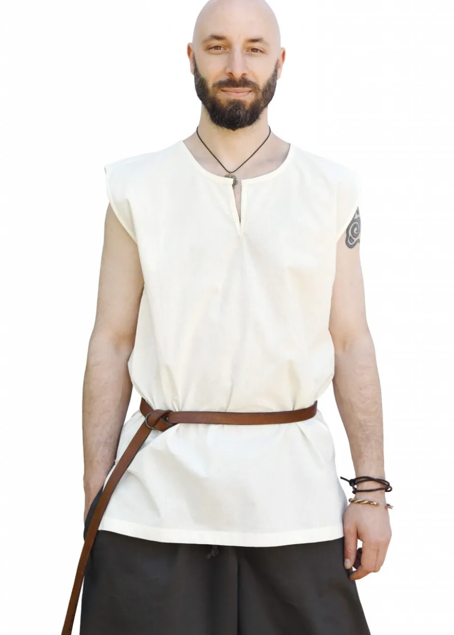 Einfache Mittelalter Tunika Clement, ärmellos, natur