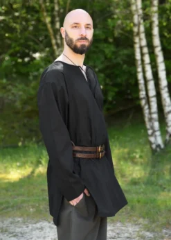 Einfache Mittelalter-Tunika Gunther, langarm, schwarz