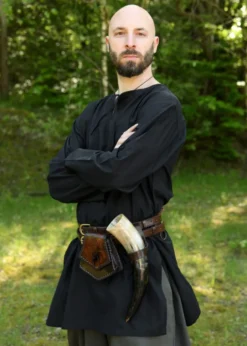 Einfache Mittelalter-Tunika Gunther, langarm, schwarz