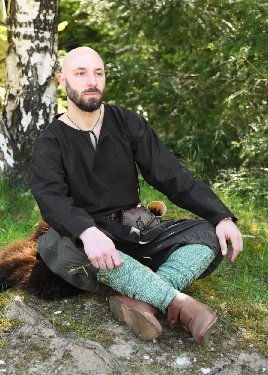 Einfache Mittelalter-Tunika Gunther, langarm, schwarz