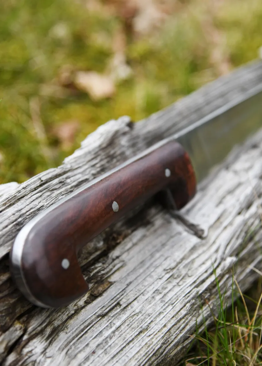 Einfaches Saxmesser mit Lederscheide, lang
