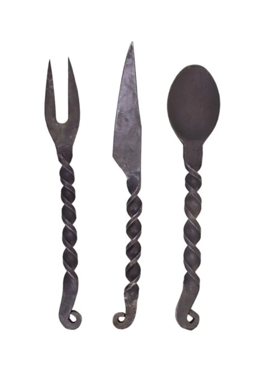 Essbesteck- 3-teilig Messer, Gabel, Löffel mit Tasche