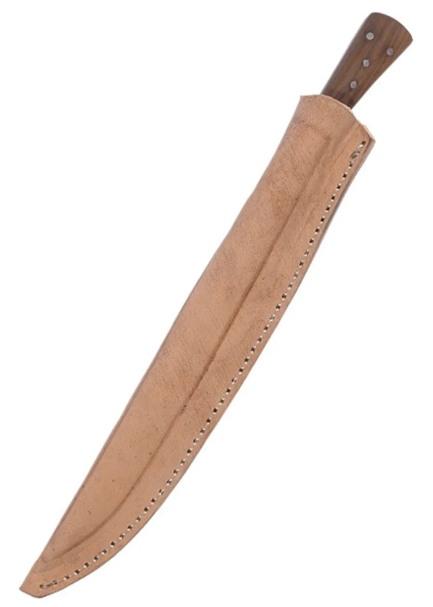 Essmesser mit Griff aus Holz, 23,5 cm, mit Scheide