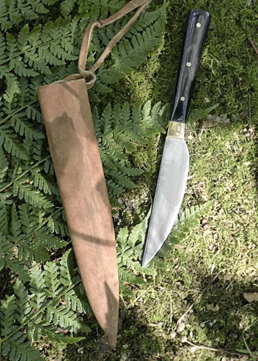 Essmesser mit Griff aus Horn, 17 cm mit Scheide