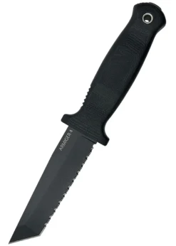 Feststehendes Messer Demko Armiger 4, Tanto, Wellenschliff, Schwarz